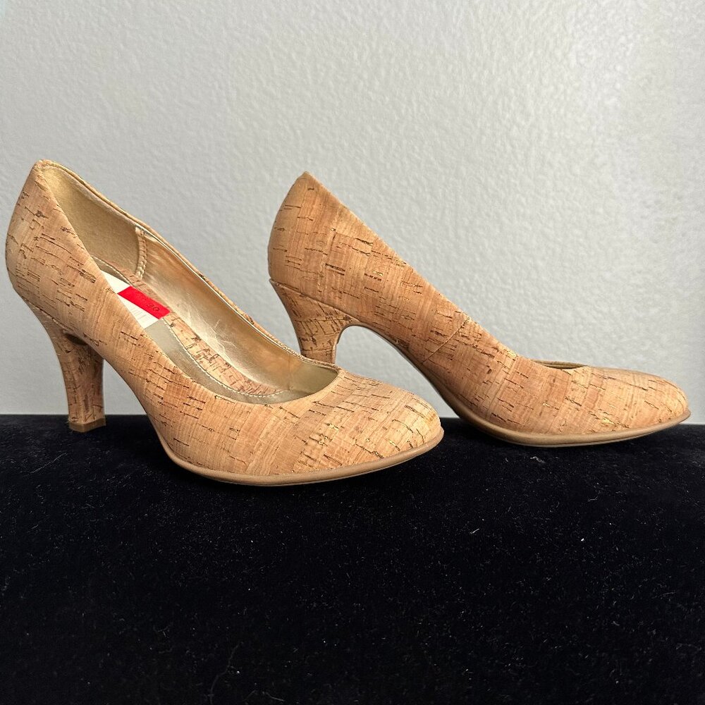 Eurosoft by Sofft Cork Look Tan Gold Heels 3–3.5” Comfort Heels Like New